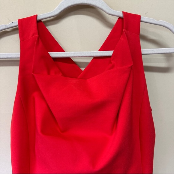 Belle Badgley Mischka Red Pencil Dress Old Money Semi-Formal Tailored, Size 2 - Picture 5 of 10